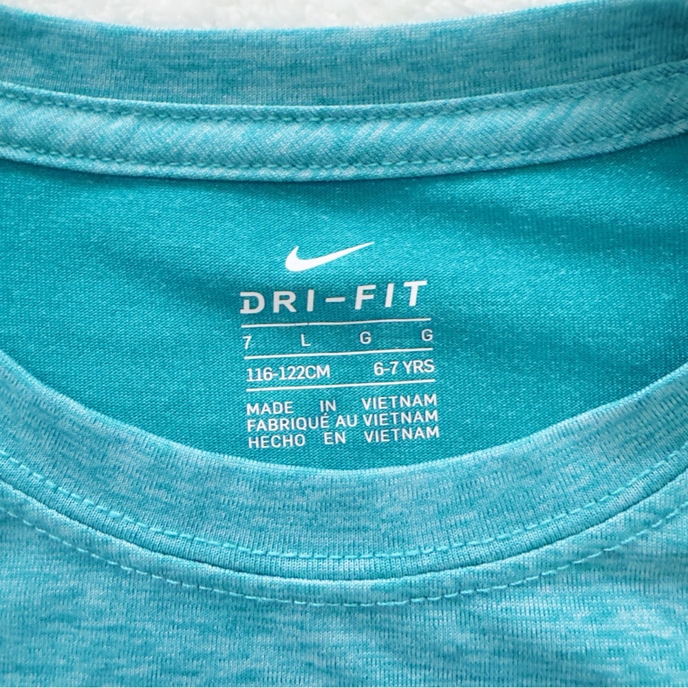 Nike Boys Activewear Set DriFit Teal Swoosh Shirt and Black Athletic Shorts 7 - Picture 4 of 8